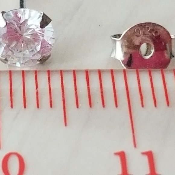 4mm Sterling Silver CZ stud earrings, Cubic Zircon - Picture 3 of 6